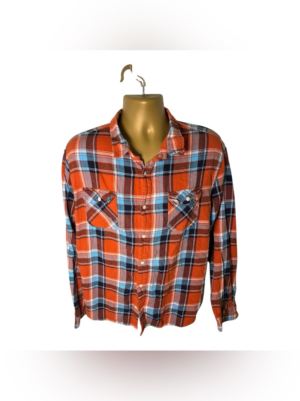 Urban Pipeline Plaid Flannel Button Down Double Chest Pockets Long Sleeve XXL